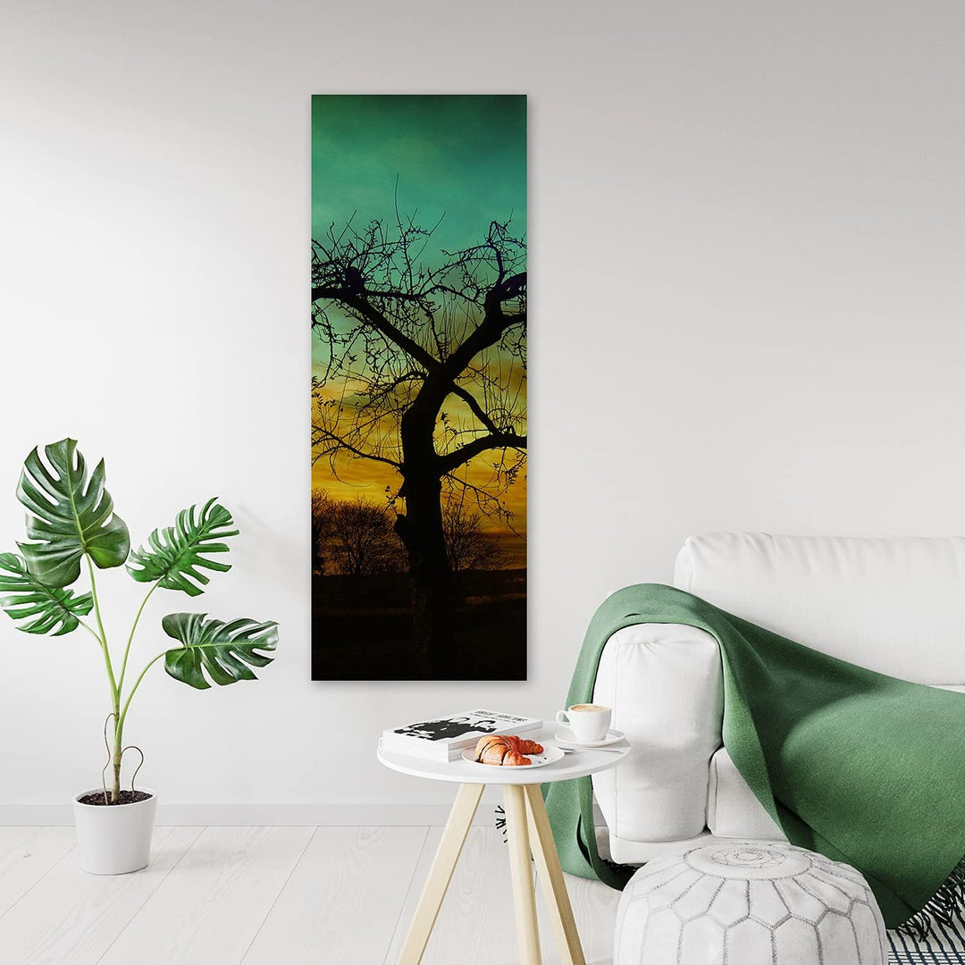 Febby Vlies Leinwandbild XXL Abend 50x150 cm Wandbild Kunst Bilder Schlafzimmer Deko Wohnzimmer Alte