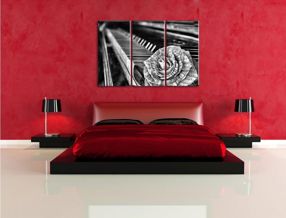 Pixxprint Noten neben Klavier als Leinwandbild/Grösse: 3 Teilig (120x80 cm) cm/Wandbild/Kunstdruck/f