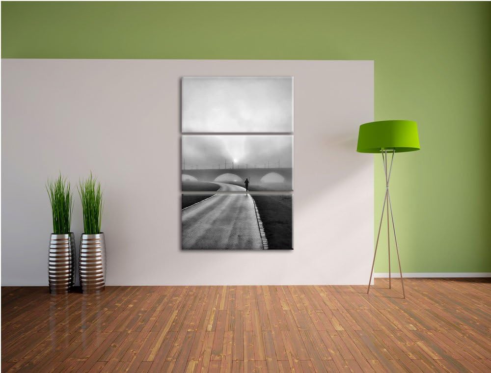 Pixxprint Läufer im Morgengrauen als Leinwandbild/Grösse: 3 Teilig (120x80) / Wandbild/Kunstdruck/fe