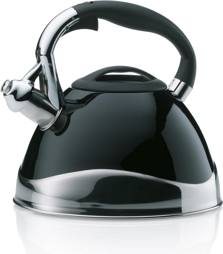 Kela 11656 Wasserkessel mit Pfeifton, Induktionsgeeignet, 3 L, Edelstahl, Varus, Schwarz Schwarz Sin