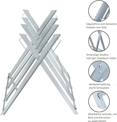 Randaco Sägebock für Kettensägen Klappbar, 81 x 80 x 80 cm Sägeböcke bis 150 kg, Kettensägebock,Meta