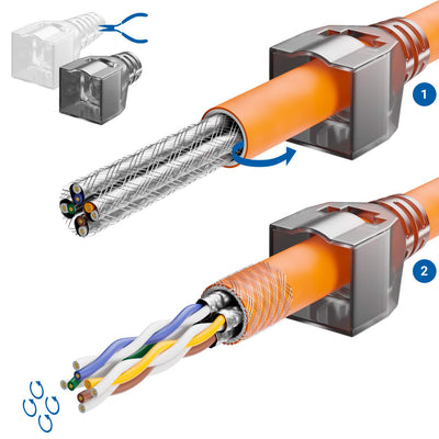 deleyCON 8x CAT 6a Werkzeugloser RJ45 Netzwerkstecker mit LSA Anschluss für Starre Verlegekabel Gesc