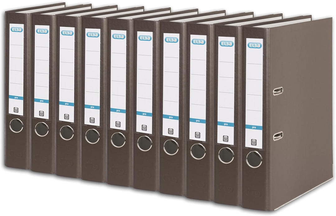 Elba Ordner A4, Smart Pro, 5 cm schmal, Kunststoff aussen, braun, 10 Stück, braun