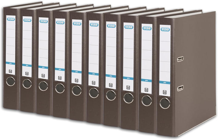 Elba Ordner A4, Smart Pro, 5 cm schmal, Kunststoff aussen, braun, 10 Stück, braun