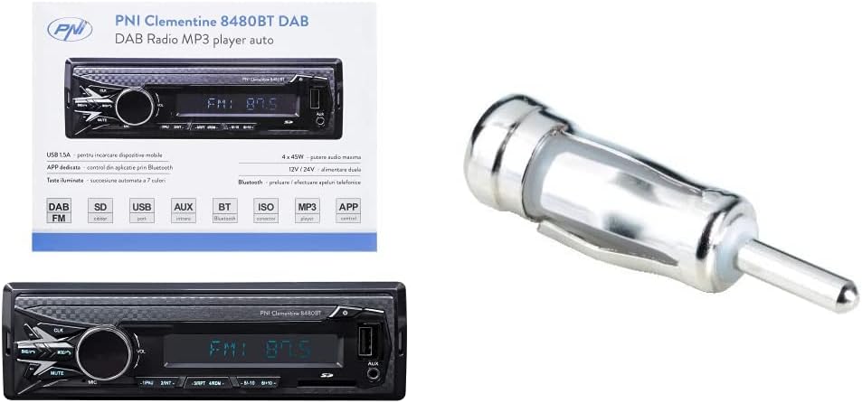 DAB MP3 Autoradio PNI Clementine 8480BT, 4x45w, 12 / 24V, 1 DIN, Bluetooth und USB 1.5A zum Aufladen
