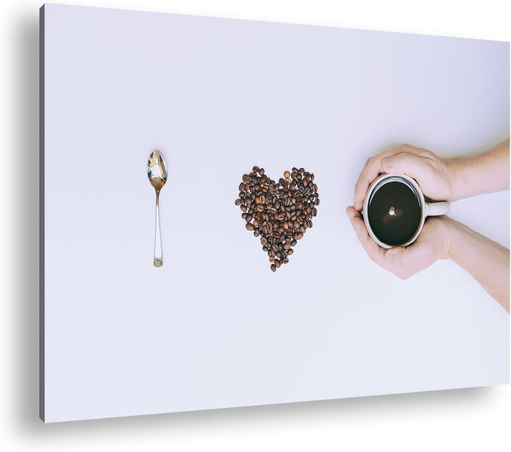 deyoli Kaffeebohnen in kreativer Herzform im Format: 80x60 als Leinwandbild, Motiv fertig gerahmt au