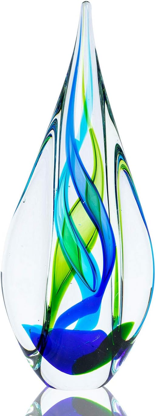 levandeo Designer Skulptur 34cm Hoch Glas Design Glasskulptur Glasdeko Blau Grün Unikat Tischdeko De