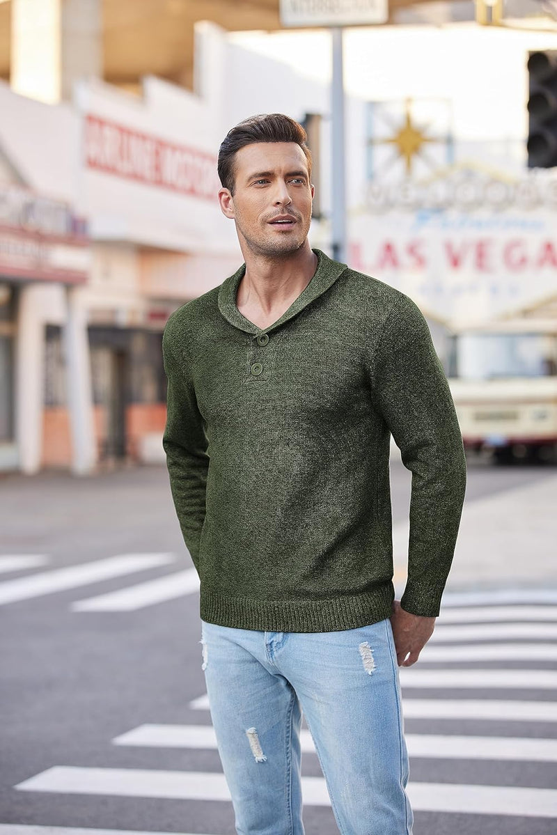 COOFANDY Herren Pullover Schalkragen Strickpullover Stehkragen Langarmshirt Männer Winterpullover Pu