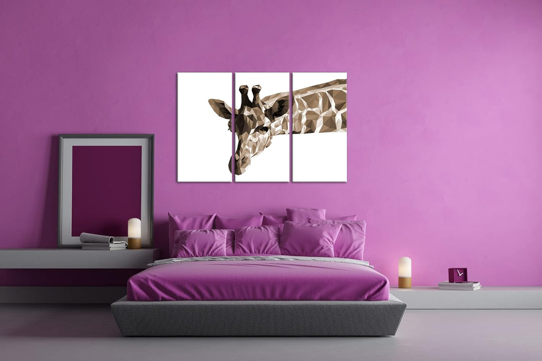 deyoli Illustration einer Giraffe Format: 3Teilig Effekt: Sepia als Leinwandbild, Motiv fertig gerah
