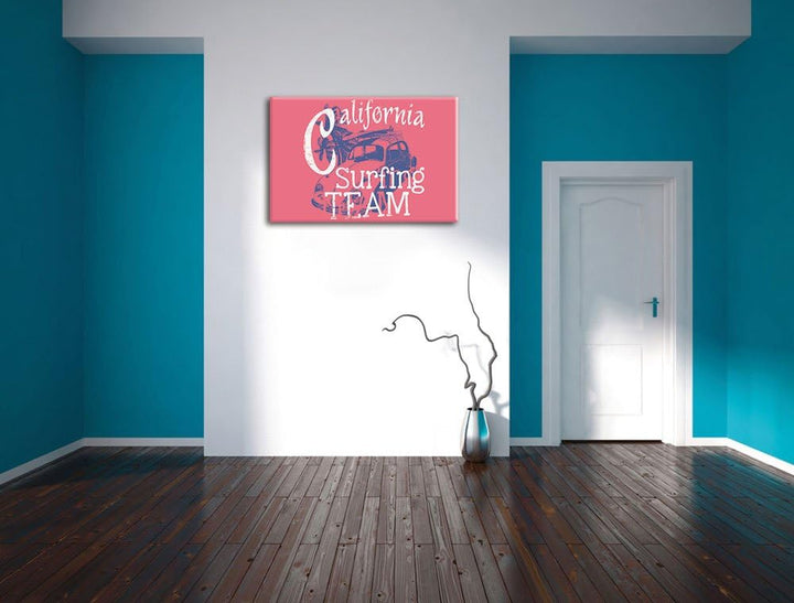 California Surfing-Team Light Format: 100x70auf Leinwand, XXL riesige Bilder fertig gerahmt mit Keil
