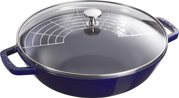 STAUB Wok 30 cm, Gusseisen, Induktionsgeeignet, dunkelblau, Dunkelblau