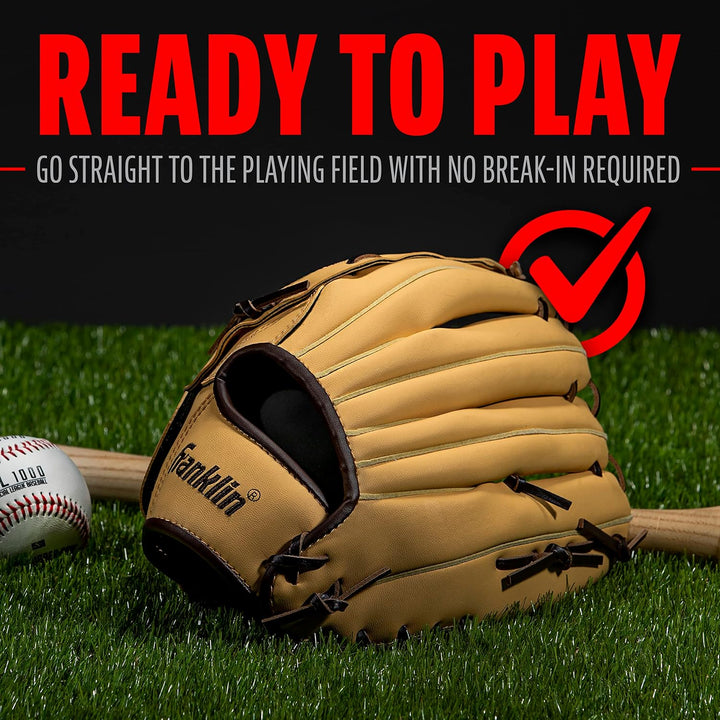 Franklin Sports Baseball + Softball Glove - Field Master Baseball + Softball Mitt - Adult + Youth Gl