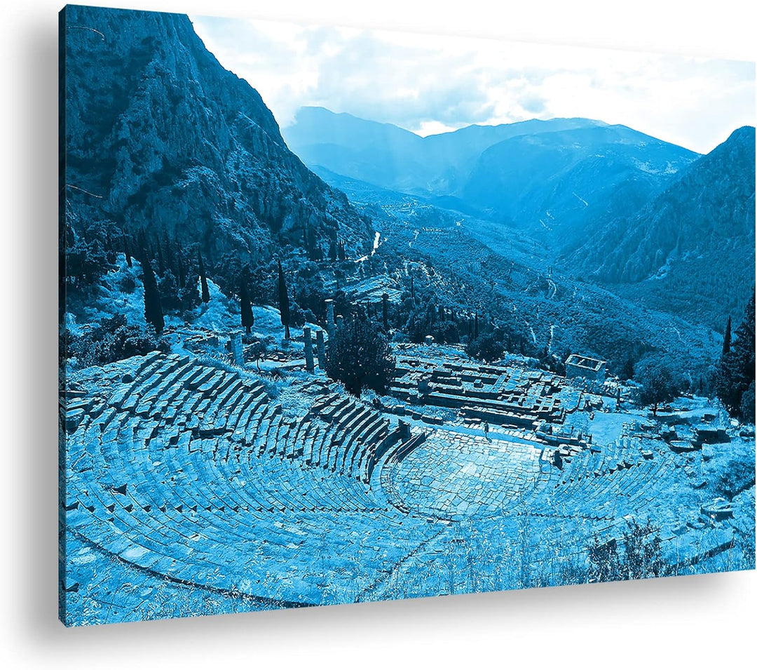 deyoli römisches Amphitheater in Delphi Format 80x60 Effekt: Monocrome Blau als Leinwandbild, Motiv