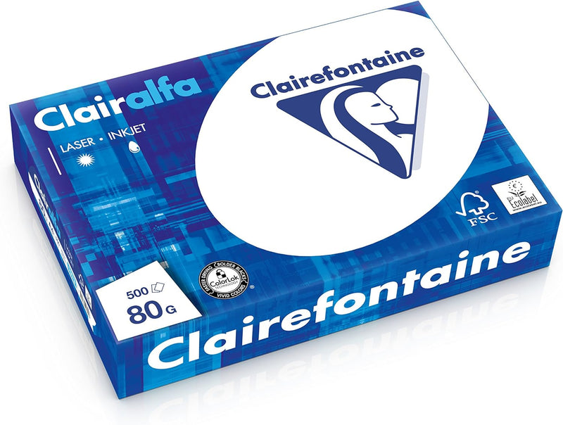 Clairefontaine 1979FFPC Clairalfa blickdichtes Druckerpapier (5 x 500 Blatt, DIN A4, 21 x 29,7 cm, 8