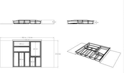 Lana Solution Besteckeinsatz für 70er bis 120er Schubladen, 473,5 mm x 510 mm, anthrazit Anthrazit 5