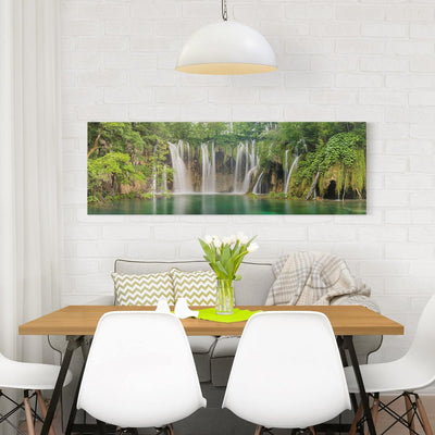 Bilderwelten Leinwandbild - Wasserfall Plitvicer Seen - Panorama Quer, 30cm x 90cm, 30cm x 90cm