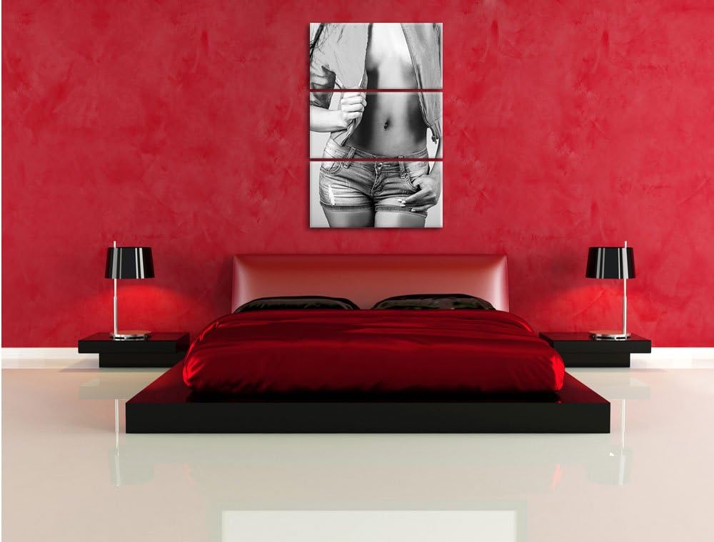 Pixxprint Sexy Woman / 3-Teilig/Gesamtmass 120cm Leinwandbild bespannt auf Holzrahmen/Wandbild Kunst