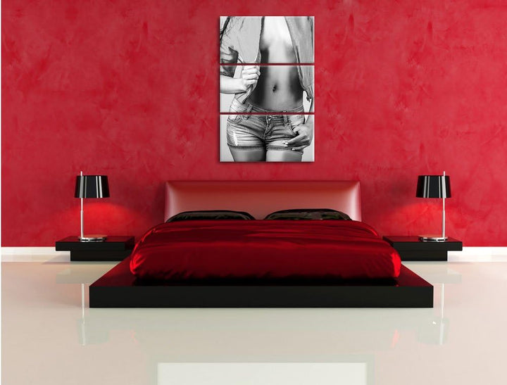 Pixxprint Sexy Woman / 3-Teilig/Gesamtmass 120cm Leinwandbild bespannt auf Holzrahmen/Wandbild Kunst