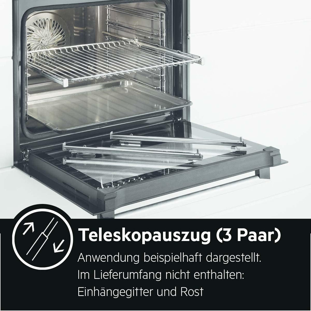 AEG Vollauszug 3-fach TR3LFSTV / Für AEG Dampfbackofen / Super Clean Beschichtung / Sicherheitsstopp