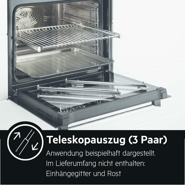 AEG Vollauszug 3-fach TR3LFSTV / Für AEG Dampfbackofen / Super Clean Beschichtung / Sicherheitsstopp