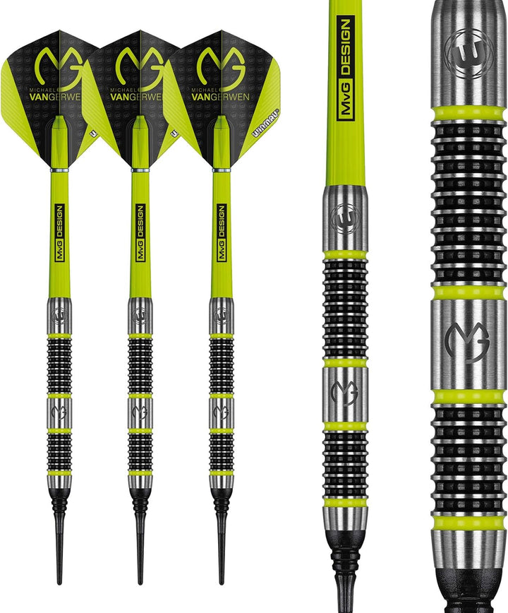 WINMAU Michael Van Gerwen MvG Aspire 20g Profi Wolfram Softip Dartpfeile Set mit Flights und Schäfte