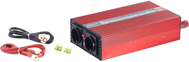revolt Wechselrichter 12V 230V: 1.000W-Kfz-Spannungswandler auf 2X 230 V, USB, 2.000 W Spitzenlast (