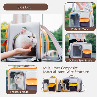 PETCUTE Haustiertragetasche,Hunde Transportbox mit Herausnehmbarer Matte,Faltbare Katzenrucksack Hun