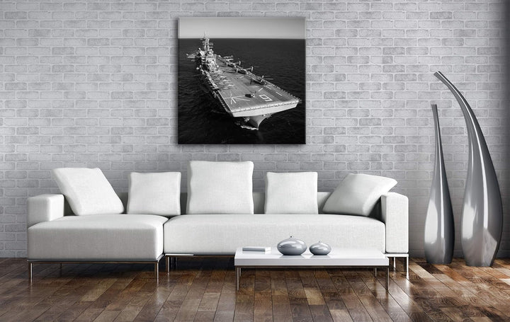 deyoli Flugzeugträger Format: 60x60 Effekt: Schwarz&Weiss als Leinwandbild, Motiv fertig gerahmt auf