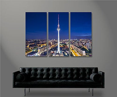 islandburner Bild Bilder auf Leinwand Berlin Alexanderplatz Fernsehturm 3p XXL Poster Leinwandbild W