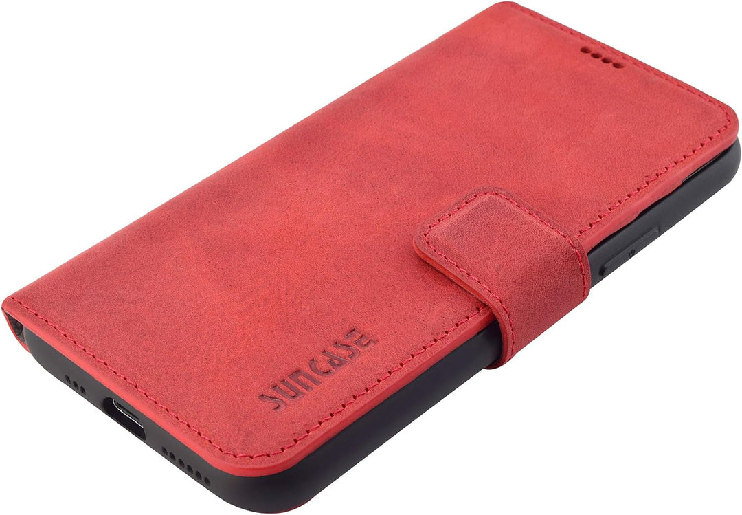 Suncase Book-Style Hülle kompatibel mit iPhone 11 Pro (5.8 Zoll) Leder Tasche (Slim-Fit) Lederhülle