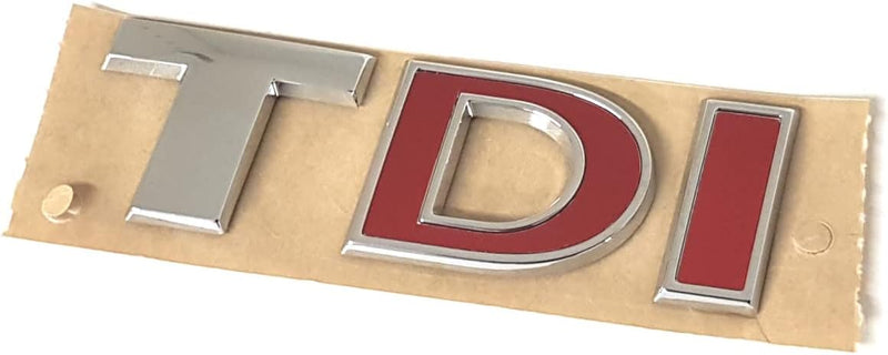 Volkswagen 5G0853675BDJZQ Schriftzug TDI Logo Aufkleber Emblem, Chrom/Silber, mit rotem DI