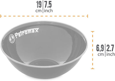 Petromax Emaille Schalen schwarz 2 Stück (1 Liter) | hochwertiger Edelstahlrand | hygienisch | leich