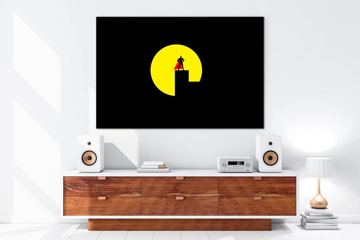 Superheld in der Nacht Format: 80x60 als Leinwandbild, Motiv fertig gerahmt auf Echtholzrahmen, Hoch