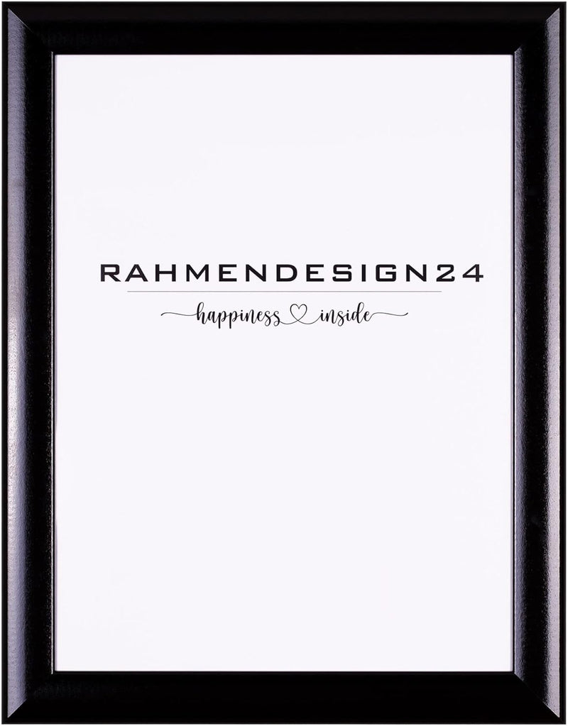 Rahmendesign24 Bilderrahmen Fiona 50x70 (POSTERFORMAT) Schwarz (Hochglanz) Fotorahmen, Wechselrahmen