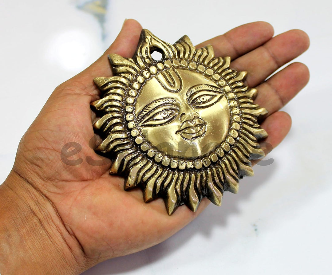 eSplanade - Brass Sun Wall Decor - Beautiful Sun (Surya) Face Murti Idol Statue Sculpture Wall Hangi