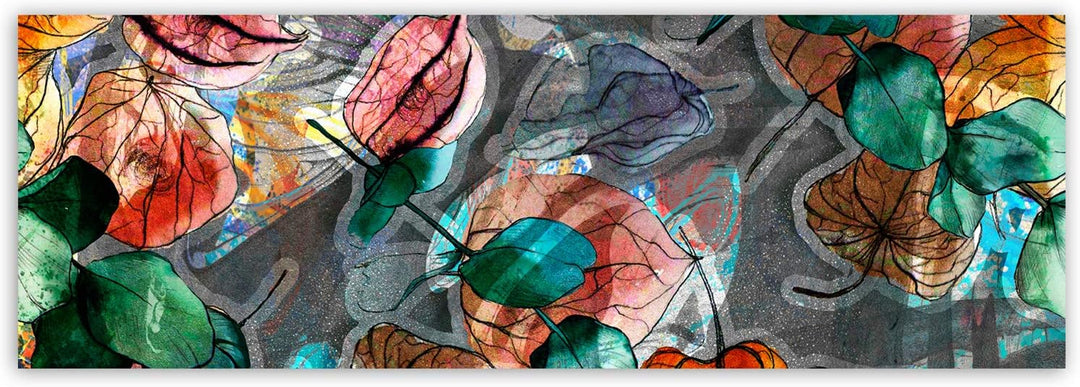 Wandbild XXL Pflanzenmotiv Deko Kunst Bilder Kunst werk mehrfarbig 150x50 cm Deco panel 150x50 cm H,
