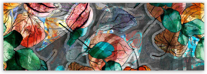 Wandbild XXL Pflanzenmotiv Deko Kunst Bilder Kunst werk mehrfarbig 150x50 cm Deco panel 150x50 cm H,