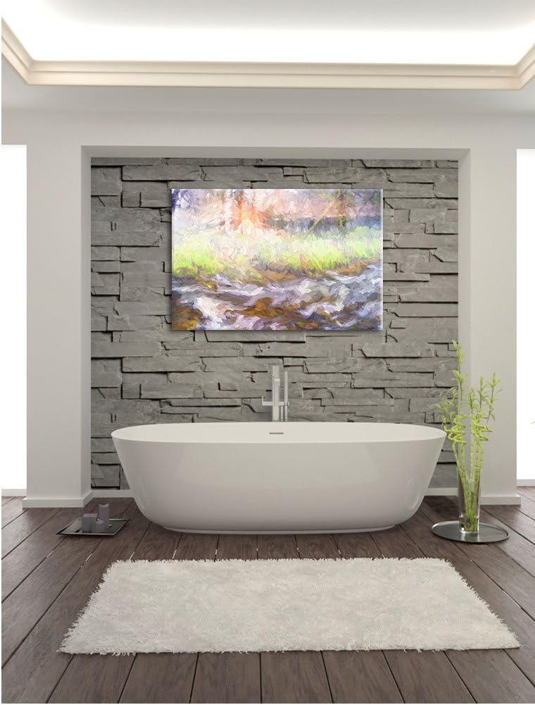 Pixxprint Nebeldickicht im Wald Kunst Pinsel Effekt, Format: 100x70 auf Leinwand, 100x70