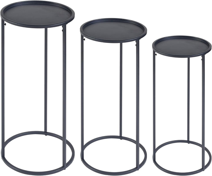 [en.casa] Pflanzenständer Nesodden 3er Set Blumenständer Pflanzenregal Pflanzensäule in 3 Grössen Bl