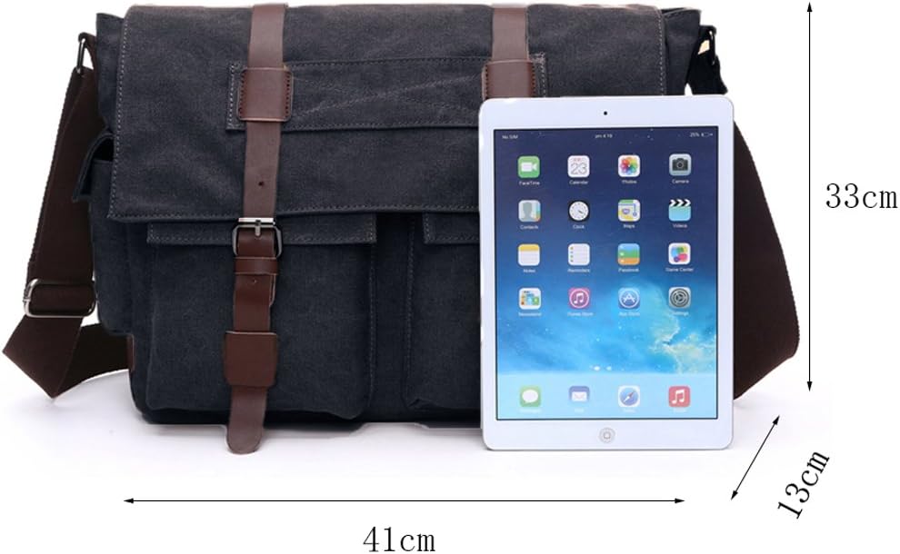 LOSMILE Herren Umhängetasche Schultertasche 16 Zoll Kuriertasche Canvas Laptop Tasche Messenger Bag