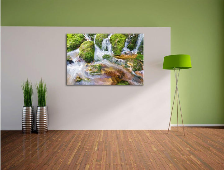 Pixxprint Gertelbach im Schwarzwald Kunst als Leinwandbild/Grösse: 100x70 / Wandbild/Kunstdruck/fert