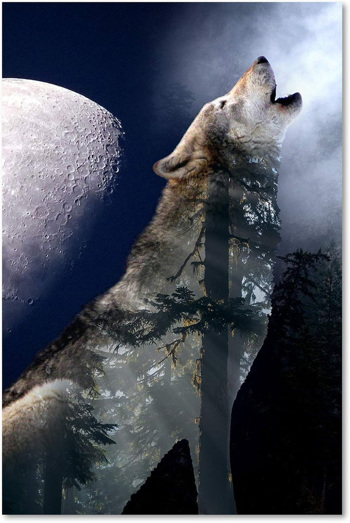 Feeby Wandbild Tier Druckbild Leinwandbild Grafik Blau 60x90 cm Leinwandbild 60x90 cm Blau_A, Leinwa