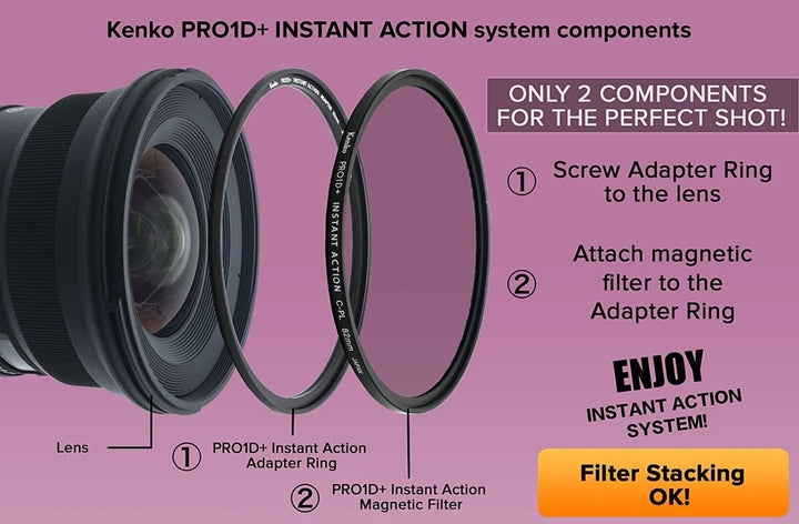Kenko PRO1D+ INSTANT Action C-PL&Adapter Ring Set 72mm Magnetic Effect Filter C-PL Set 72mm, C-PL Se