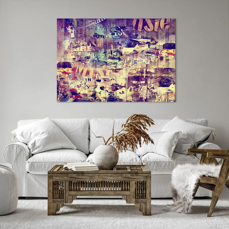 Bilder auf Leinwand 100x70cm Leinwandbild mit Rahmen Graffiti modern Gross Wanddeko Bild Schlafzimme