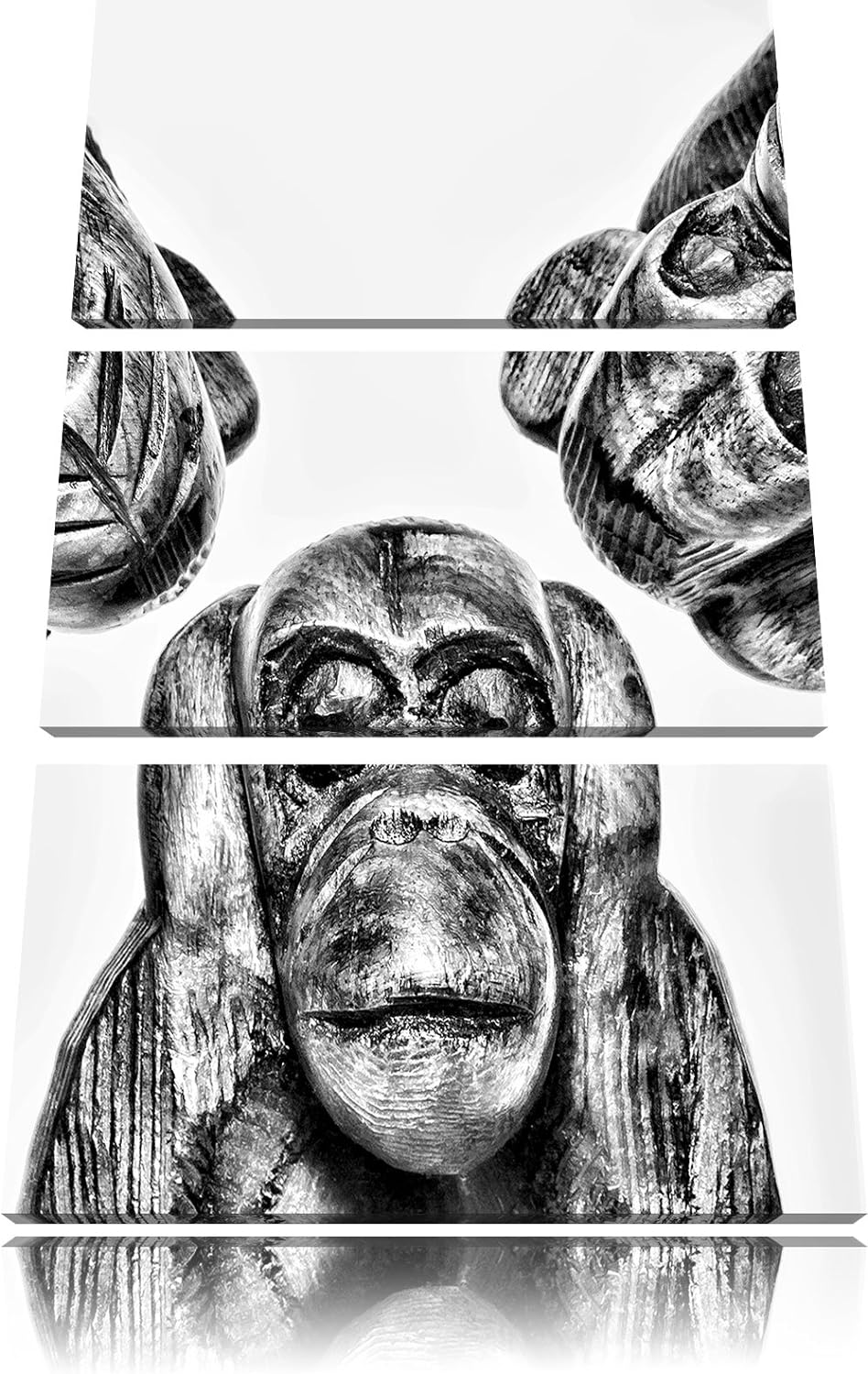 Pixxprint Monocrome, Nichts hören, Nichts sehen, Nichts Sagen, Skelette 3-Teiler Leinwandbild 120x80