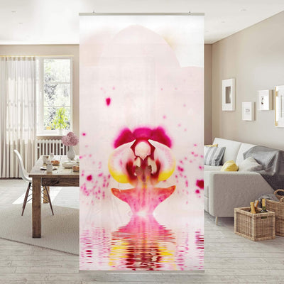 Bilderwelten Raumteiler Gepunktete Orchidee auf Wasser 250x120cm mit transparenter Halterung inkl. t