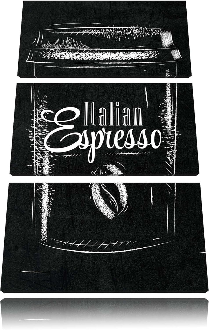 Pixxprint Italian Espresso schwarz 3-Teiler Leinwandbild 120x80 Bild auf Leinwand