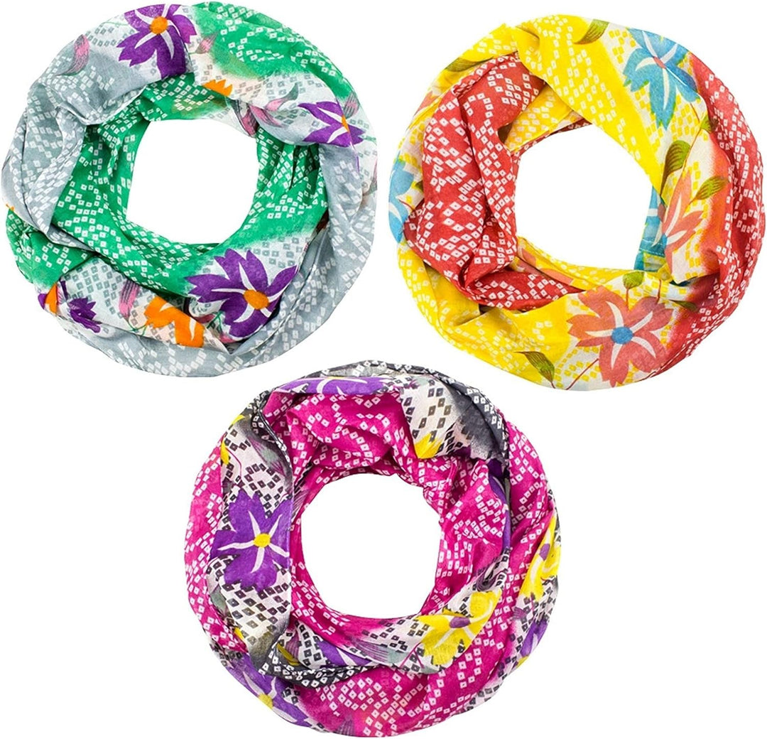 Sunsa Damen 3 Set Loop Schals. 100% Baumwolle Schlauchschals für Frühlings/Sommer. Dünne Loopschals