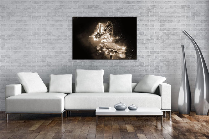 deyoli glitzernder Schmetterling Effekt: Sepia Format: 80x60 als Leinwandbild, Motiv fertig gerahmt