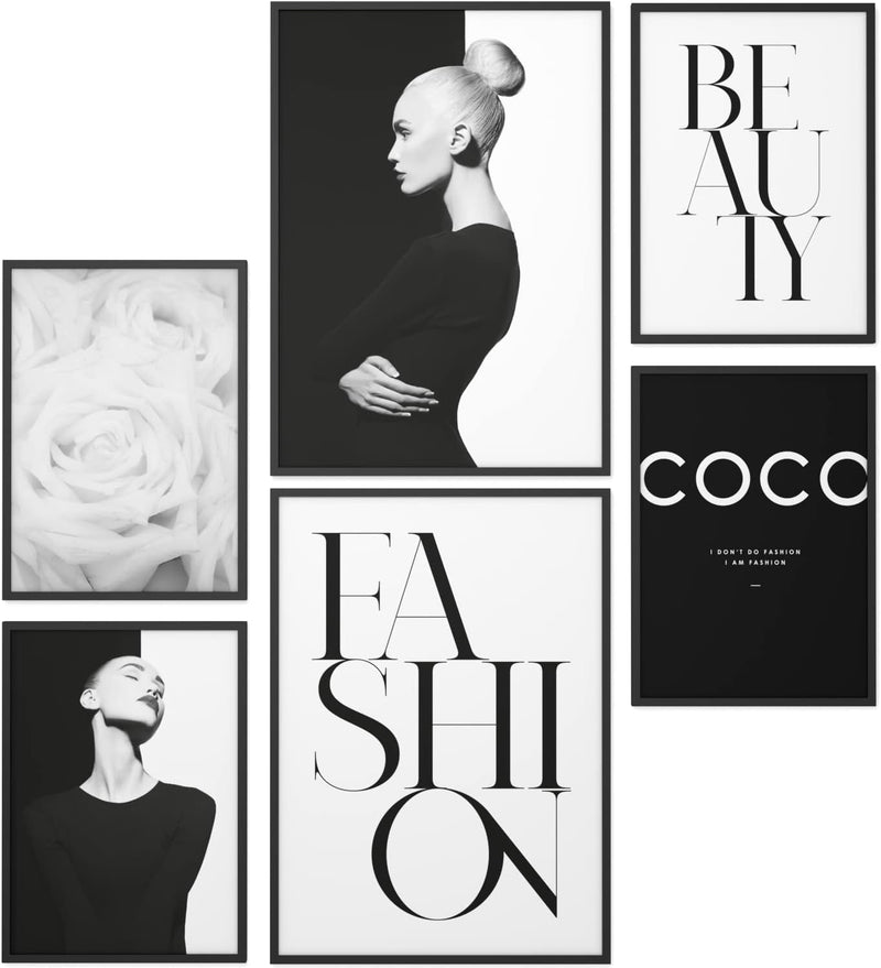 Papierschmiede® XXL Mood Poster Set Coco Black Beauty, Gerahmte Bilder (Aluminium Rahmen, Farbe wähl